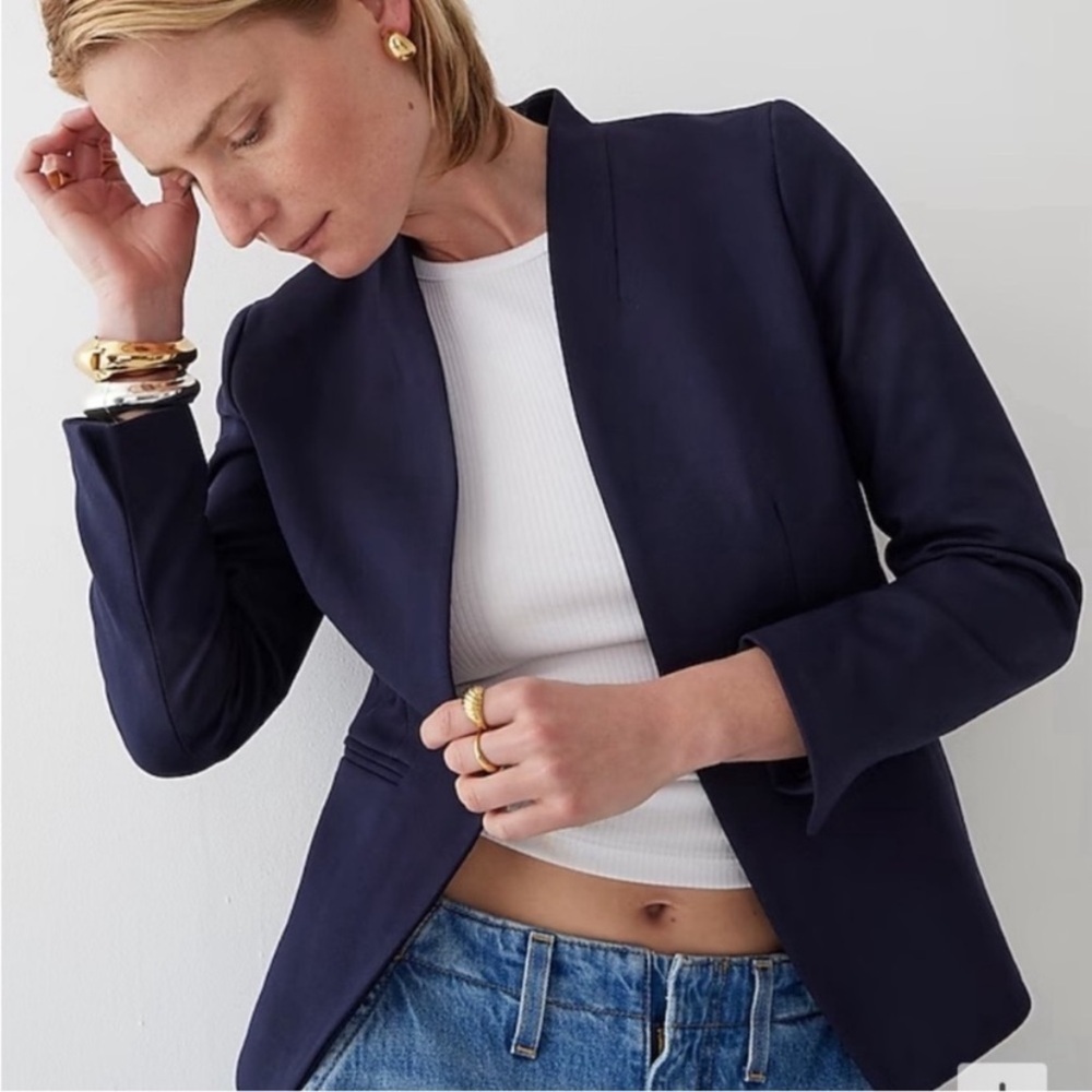 J. Crew Going Out Blazer Jacket Black Open Front 47612